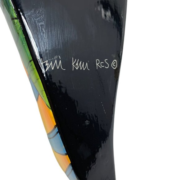 Ceramic Wall Pocket Vase Abstract Cats, Moon, Stars Theme Terri Kern RCS VTG - Picture 6 of 6